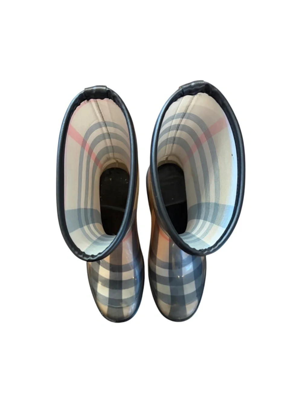 Burberry Nova Check Plaid Rubber Mid-Calf Rain Boots Size 40 Women's